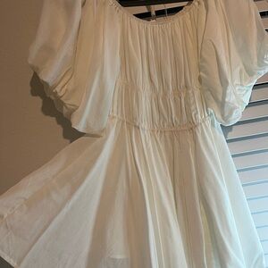 Altar'd State White Puff Sleeve Mini Dress